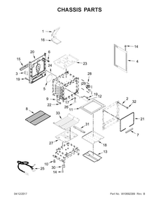 Chassis Parts Diagram and Parts List for MGR8600DE0  Maytag Range