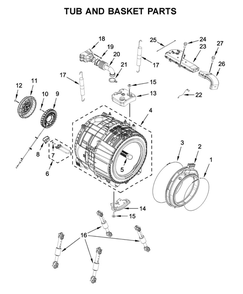 Tub And Basket Parts Diagram and Parts List for MHW8630HC0  Maytag Washer