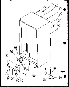 Drain Rollers And Cabinet Back Diagram and Parts List for 36538-P1121904WL  Amana Refrigerator