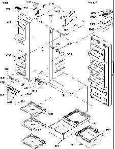 Refrigerator/freezer Shelves, Lights, And Hinges Diagram and Parts List for SQD25VW-P1190430WW  Amana Refrigerator