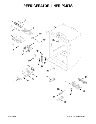 Refrigerator Liner Parts Diagram and Parts List for MFC2062FEZ04  Maytag Refrigerator