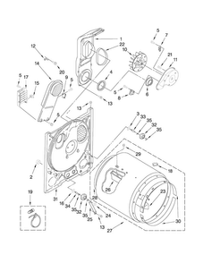 Bulkhead Parts Diagram and Parts List for NED4500TQ0  Amana Dryer