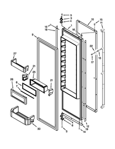 Refrigerator Door Parts Diagram and Parts List for JS48SEDUDW14  Jenn-Air Refrigerator