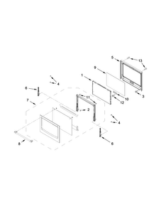 Upper Oven Door Parts Diagram and Parts List for MEW9627DS01  Maytag Wall Oven