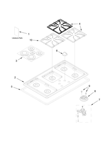 Cooktop, Burner And Grate Parts Diagram and Parts List for AGC6356KFB00  Amana Cooktop