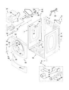 Cabinet Parts Diagram and Parts List for MGDE200XW0  Maytag Dryer