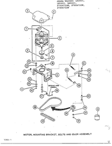 Motor, Mounting Bracket, Belts And Idler Assy Diagram and Parts List for P7804719W  Amana Washer