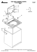 TOP AND CABINET PARTS Diagram and Parts List for NTW5240TQ0  Amana Washer