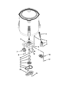 Gearcase, Motor And Pump Parts Diagram and Parts List for NTW4651BQ0  Amana Washer