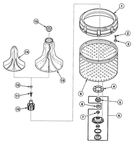 Agitator Assy Diagram and Parts List for SWT221WM  Speed Queen Washer