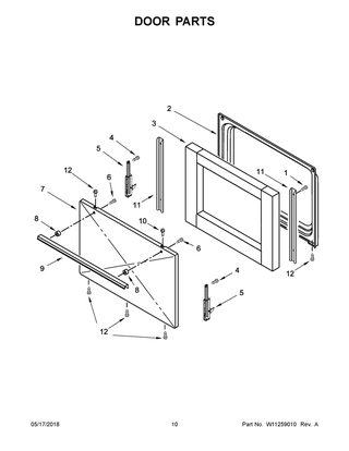 Door Parts Diagram and Parts List for ACR2303MFW2  Maytag Range