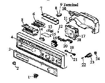 Escutcheon/timer Diagram and Parts List for DU5000B,W P1173803W Amana Dishwasher