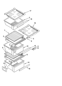 Refrigerator Shelf Parts Diagram and Parts List for MSD2550VES00  Maytag Refrigerator