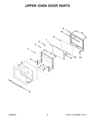 Upper Oven Door Parts Diagram and Parts List for JJW2827DS03  Maytag Wall Oven