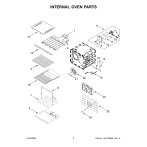 Internal Oven Parts Diagram and Parts List for JOESC530RL00  Jenn-Air Wall Oven