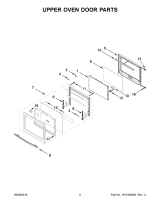 Upper Oven Door Parts Diagram and Parts List for JJW2730DS03  Maytag Wall Oven