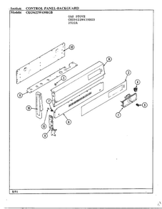 Control Panel-backguard Diagram and Parts List for 2522A  Hardwick Range