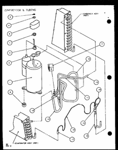 Compressor & Tubing (pth15300er/p9812622r) (pth15400er/p9872122r) Diagram and Parts List for PTH12300ER P9812615R Amana Air Conditioner