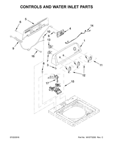 Controls And Water Inlet Parts Diagram and Parts List for NTW4635EW0  Amana Washer