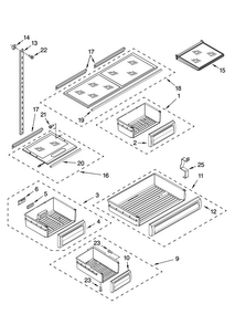 Shelf Parts Diagram and Parts List for JF42PPFXDB01  Jenn-Air Refrigerator
