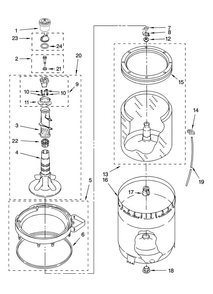 Agitator, Basket And Tub Parts Diagram and Parts List for 7MMPM0060VM1  Maytag Washer