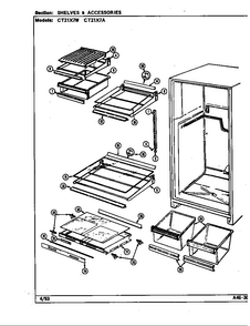Shelves & Accessories Diagram and Parts List for CT21X7W DD68A Crosley Refrigerator