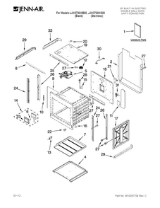 Upper Oven Parts Diagram and Parts List for JJW2730WS00  Jenn-Air Wall Oven