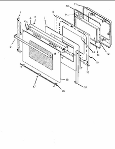 Oven Door Assembly Diagram and Parts List for CARDS801WW-P1131925NWW  Amana Range