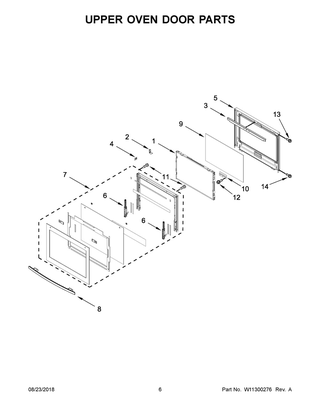 Upper Oven Door Parts Diagram and Parts List for JJW3830DS03  Maytag Wall Oven