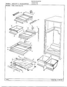 Shelves & Accessories Diagram and Parts List for 31824-0A  Admiral Refrigerator