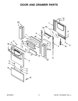 Door And Drawer Parts Diagram and Parts List for AEP222VAW3  Maytag Range