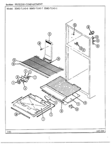 Freezer Compartment Diagram and Parts List for 71143-0A  Admiral Refrigerator