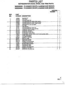 Refrigerator Door/hinge And Trim Parts Page 2 Diagram and Parts List for SQD25MB3  Amana Refrigerator