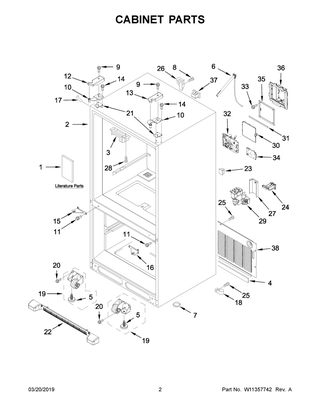 Cabinet Parts Diagram and Parts List for JFC2290REP02  Maytag Refrigerator
