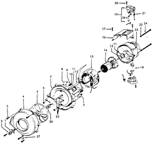 Motor Diagram and Parts List for U7069  Hoover Upright Vacuum