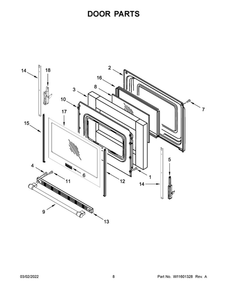Door Parts Diagram and Parts List for MER6600FZ5  Maytag Range