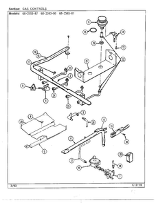 Gas Controls Diagram and Parts List for 68-2593-81  Magic Chef Range