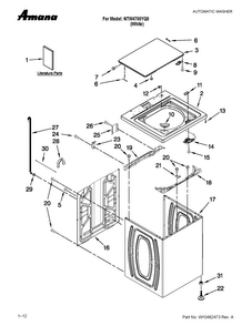Top And Cabinet Parts Diagram and Parts List for NTW4700YQ0  Amana Washer