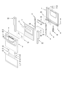 Oven Door And Drawer Parts Diagram and Parts List for AEP222VAW0  Amana Range