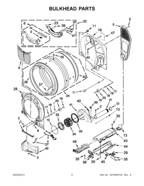03 - BULKHEAD PARTS Diagram and Parts List for YMED3000BW0  Maytag Dryer