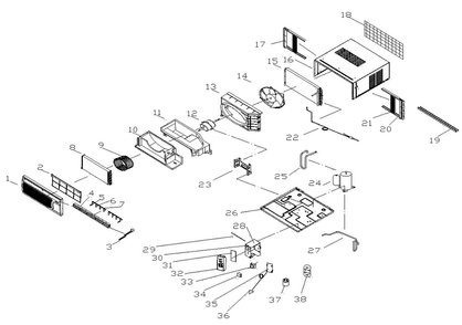 Cabinet Parts Diagram and Parts List for AW-08CR1FD2  Admiral Air Conditioner
