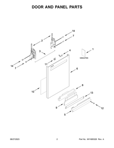Door And Panel Parts Diagram and Parts List for MDB9959SKZ2  Maytag Dishwasher