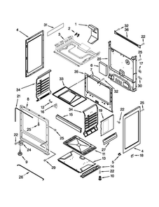 Chassis Parts Diagram and Parts List for CGR3300XDW0  Magic Chef Range