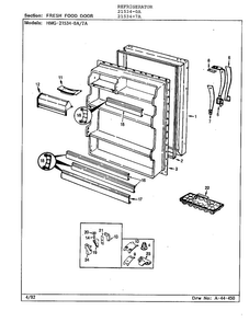 Fresh Food Door Diagram and Parts List for 21534-7A  Admiral Refrigerator