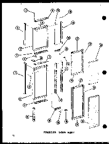 Freezer Door Assy Diagram and Parts List for SRI19C-P73320-54W  Amana Refrigerator