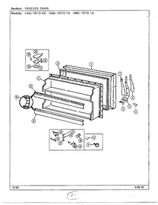 Freezer Door Diagram and Parts List for 19173-0A  Admiral Refrigerator