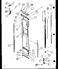 Freezer Door Hinge And Trim Parts Diagram and Parts List for SBD20K-P1117701W  Amana Refrigerator