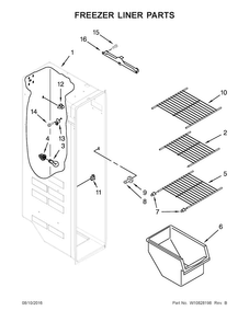 Freezer Liner Parts Diagram and Parts List for ASD2575BRB03  Amana Refrigerator