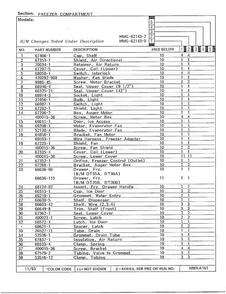 Freezer Compartment Diagram and Parts List for 62143-0A  Admiral Refrigerator