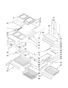 Shelf Parts Diagram and Parts List for MFF2258VEW3  Maytag Refrigerator